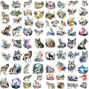 Wolf Temporary Tattoos for Kids, 10 Sheet Waterproof Forest Wolf Animals Fake Tattoo for Boy Girls Birthday Party Favors Supplies Decorations Q934
