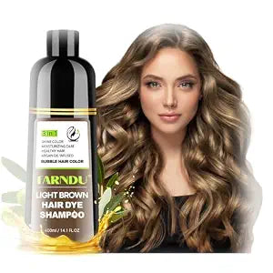 FARNDU Light Brown Hair Dye Shampoo 3 in 1 Gray Coverage, with Argan Oil