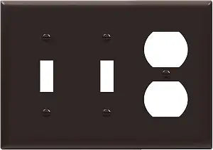 ENERLITES Combination Triple Gang Wall Plate, Double Toggle Switch/Single Duplex Receptacle Cover Plate, Standard Size 3-Gang 4.5" x 6.38", Polycarbonate Thermoplastic, 881221-BR, Brown