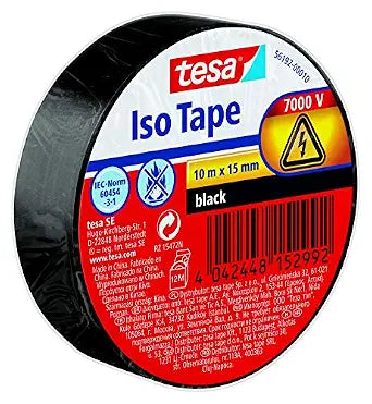tesa Electrical Insulation Tape - Black - 1 Roll - 10 m x 15 mm