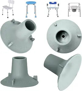 Shower Chair Replacement Feet 4-Pack: 28.6cm Non-Slip Suction Cup Rubber Pads for Bath Seat Stability & Bathroom Safety, Universal Fit for Transfer Benches & Toilet Handrails(Grey, 1-1/8 I.D)