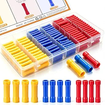 mankk 330PCS Butt Splice Crimp Connectors Kit Vinyl-Insulated Wire Butt Connectors 3 Sizes AWG(10-22) Yellow/Red/Blue Butt Splice Electrical Butt Connector