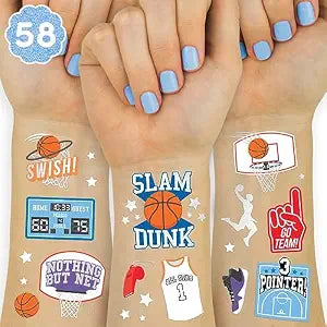 xo, Fetti 58 Basketball Temporary Tattoos | Kids Party Sports Birthday