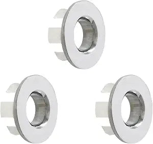 Brushed Nickel Sink Overflow Ring, Kitchen Bathroom Sink Hole Round Overflow Cover with Kitchen Bathroom Basin Trim Bath Chrome Overflow Cover Rings Insert in Hole Spares - 3 Pack