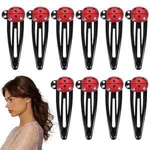 10Pcs Ladybug Hair Clips for Girls, 2 Inch Cute Animal Snap Hair Barrettes for Toddler Girls and Women, Water Drop Non Slip Hairs Accessories for Kids Teens, Toddlers