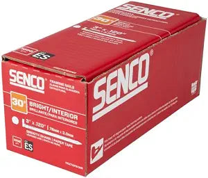 SENCO Framing Nails | 30 Degree | 3 Inch x .120 | Smooth Shank | Paper Tape Collated Nail | Bright Finish |1,000 ct.| H527APBXNR