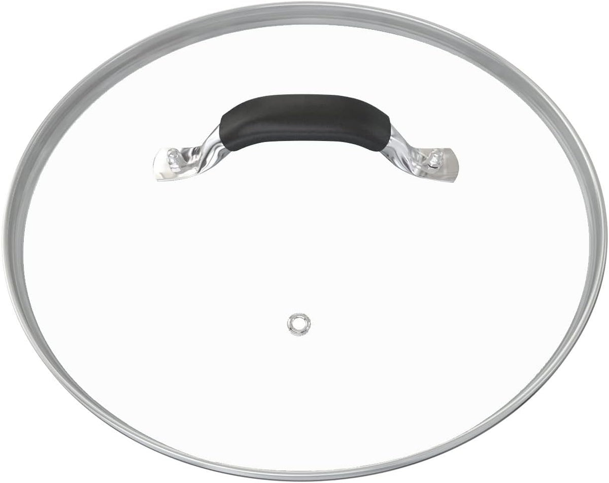 12 Inch Tempered Glass Pot Lid Compatible with 12'' Lodge Cast Iron Skillets and 7 Quart Dutch Ovens - Designed with Steam Vent Hole and Heat Resistant Handle