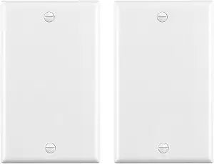 No Device Blank Wallplate,Standard Size 1-Gang 4.50" x 2.76",Smooth Face,Unbreakable Polycarbonate Thermoplastic,UL Listed,2-Pack