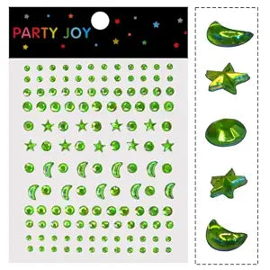 Green Moon Star Face Gems Glitter Rhinestone Alien Makeup Rio Bird Costume