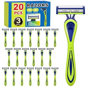 Disposable 3-Blade Razors for Men Shaving Razors- 20 Count