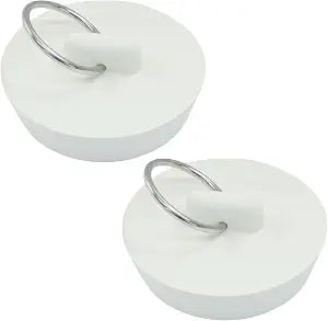 Hordion 2Pcs Rubber Drain Stoppers 1-5/8 Inch, White Bathtub Plug Sink Plug