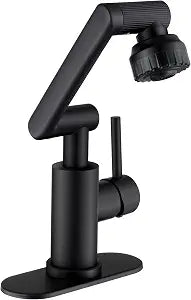 Stainless Steel Black Bathroom Faucet,3-Joint 1080-degree Rotation