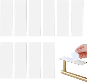 10pcs Self-Adhesive Strips, Paper Adhesive Replacement Strips Towel Holder Under Cabinet, Bathroom Towel Holder Replaces Stickers for Towels Bar Bathroom Towels Rack (3.46 x 1.7 Inch)