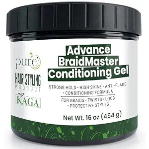 KAGA BraidMaster Conditioning Gel – Strong Hold Braiding Gel for Twists, Locs & Edges | No Flakes, No Crunch, High Shine | For Thick, Coarse & Textured Hair | 16oz Salon Size