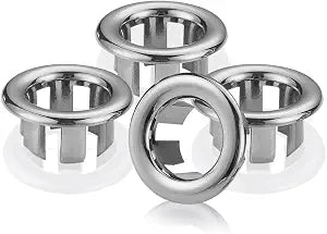 SKYPIA 4 Pcs Sink Overflow Ring Set Bathroom Accessary Kitchen Bathroom Sink Basin Overflow Cover Vanity Sink Overflow Cover (Silver)
