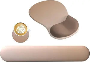 DINKY Upgrade Keyboard Wrist Rest, Mouse Pad with Non-Slip PU Base, Memory Foam Easy Typing Wrist Support Mousepad for Computer Laptop Gaming Office, Brown Mocha