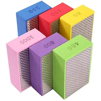 XKDOUS 6 Pcs Diamond Hand Polishing Pads 60-1000 Grit Sponge Sanding Block