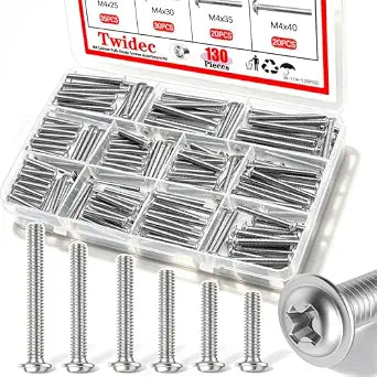 Twidec/130PCS M4 Cabinet Pulls Knobs Screws Kit,25 to 50mm Machine Screws