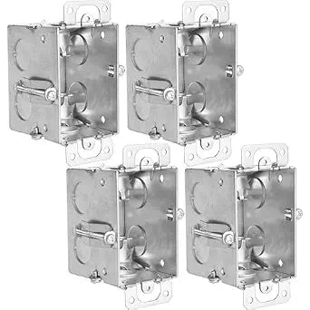 (4 Pack) Gangable Metal Switch Box 2-1/2" Deep 12.5 Cu in 4 MC Cable Clamps