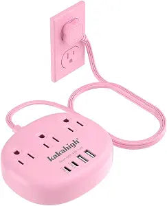 Pink Extension Cord with USB C - 5 FT Kawaii Power Strip