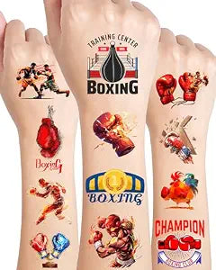 165Pcs Boxing Tattoos Stickers - 18 Sheets Boxing Glove Party Favors Temporary Tattoos for Boxing Theme Birthday Party Decorations, Boxing Fight Night Party Decorations, Boxing Party Gift Prizes