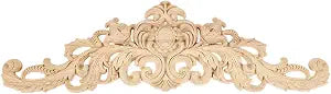 1Pc Long Wood Carved Appliques Onlays Unpainted Wooden Carving Decals
