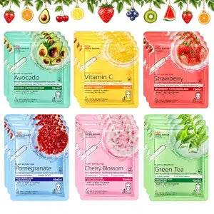 18 PCS Face Masks Skincare, Sheet Mask Skincare Set for Women, Bulk Gifts