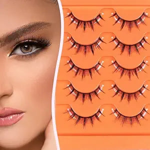5 Pairs Wispy False Eyelashes, Natural Cat Eye Strip Lashes