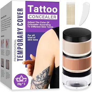 Tattoo Cover Up Makeup Waterproof - Adjustable Concealer, Waterproof & Long-Lasting Tattoo Cover, Suitable for Tattoos, Scars & Spots, 2 Colors