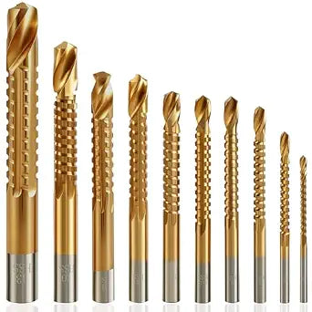 JONMON 10 Pack 3-13mm Titanium Coated HSS Serrated Twist Drill Bits Set