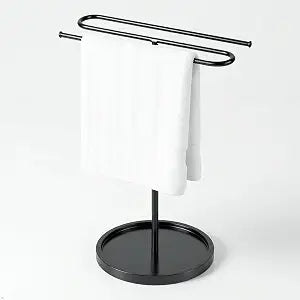 Free Standing Towel Holder, Stainless Steel S-Shaped Towel Rack for Bathroom & Kitchen Countertop, Holds 2 Hand Towels, Anti-Tip Design,(Black)