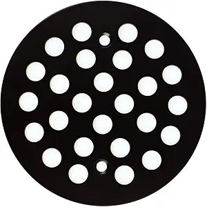 4 4/1 Inch Shower Drain Cover, Round Screw-in Floor Drain Cover, Easy-to-Install Replacement with Screws (Black)