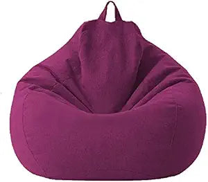 Large Small Lazy Sofas Cover Chairs Without Filler Linen Cloth Lounger Seat Bean Bag Pouf Puff Couch Tatami Living Room Beanbags (Purple, 70x80cm)