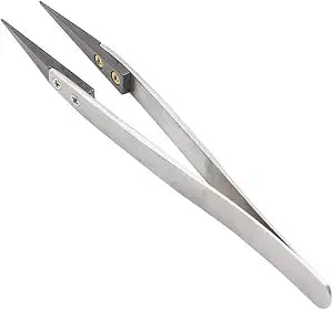 FEITA Precision Pointed Ceramic Tweezers - Temperature Resistant and Anti-Magnetic White Fine Pointy Ceramic Tips Twizzers - For Electronic Repair, DIY Crafting Hobby Tools - 1 Pc (Black - Tip)