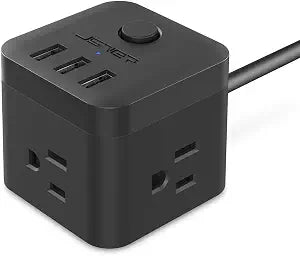 Power Strip with USB, Outlet Strip JSVER USB Power Strip, Power Strips 3 USB Ports 3 Outlets, 4.92ft Power Extension Cord for iPhone Xs/XR/X/8, Travel, Office, Cruise Ship, Dorm (Black)