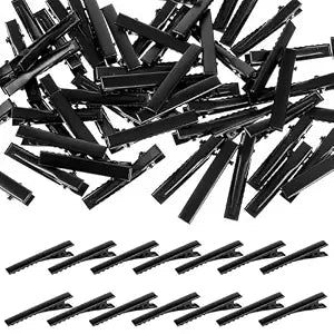 100 Pcs Metal Alligator Hair Clips Black Flat Top with Teeth Barrette Hair Clips Sectioning Hairdressing Salon Clip Single Prong Hairpins for Women Girls Bows Hairs DIY Art Craft Accessories Making