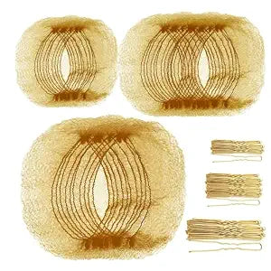 Teenitor Blonde Hair Nets For Buns and U-Pins Set - 40 Invisible Mesh Nets with Elastic Edge, 80 U-Shaped Pins for Ballet Buns, Sleeping, Wigs (Dark Blonde)