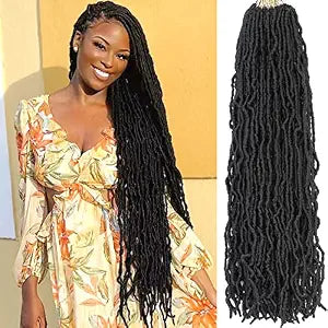 Alrence Faux Locs Crochet Hair 30 Inch 7 Packs Soft Locs Natural Black 1B#