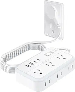 Power Strip with 6 Outlets 4 USB Ports(2USB C), Flat Extension Cord with Multiple Outlets, 1080 Joules, 5 ft Flat Plug Outlet Extender for Indoor, Office Supplies, Dorm Room Essentials