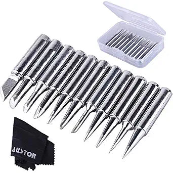 AUSTOR 11 Pcs Soldering Iron Tips Kit 900M-T and 1 Pc Cleaning Cloth