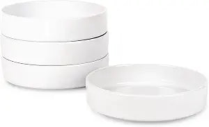 Stone Lain Celina Stoneware Bowl Set, 4-Piece Pasta Bowls for Kitchen, Ceramic Serving for Noodles, Fruit, Cereal, Dinner - Microwave & Dishwasher Safe, White