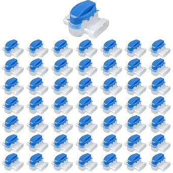 50Pcs 3-Way Boundary Pigtail Wire Connectors, Electrical IDC 314-Box Waterproof Self-Stripping Splice for 22-14AWG Cable, Outdoor Use for Robotic Lawn Mowers & Irrigation Systems