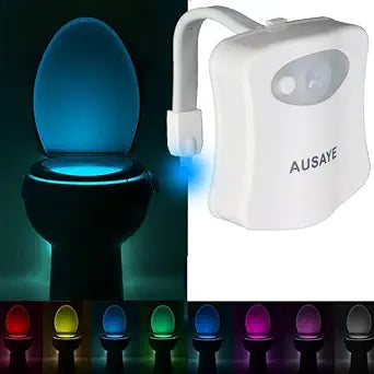 AUSAYE Toilet Night Light, Motion Sensor Lamp 8 Color Changing LED Toilet Bowl Night Light -Funny Unique Christmas Gifts for Mom Him Men Her Kids Stocking Stuffers