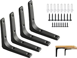 SAYAYO Wall Shelf Bracket Black, 4 Inch Heavy Duty L Bracket for Wood