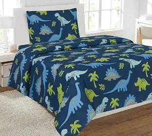 Fancy Collection Dinosaurs Blue Light Blue Grey Green Boys/Teens/Girls Sheet Set New (Full)