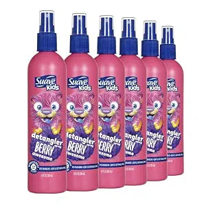 Suave Kids Detangler Spray For Tear-Free Styling, Berry Awesome Dermatologist-Tested Hair Detangler Formula 10 oz, Pack of 6