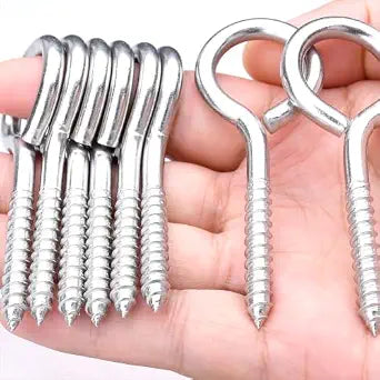 8 pcs 1/4" x 3" Screw Eye Hooks, 304 Stainless Steel Heavy Duty Bolts, M6