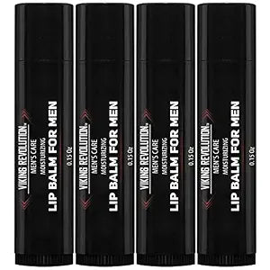 Viking Revolution Natural Lip Balm for Men - Gifts for Men 4 Pack
