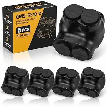 5 Pcs 2 Port Insulated Multi Tap Connector 3/0-6 Awg Wire Connector