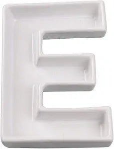 Ivy Lane Design Ceramic Love Letter Dish, Letter E, White